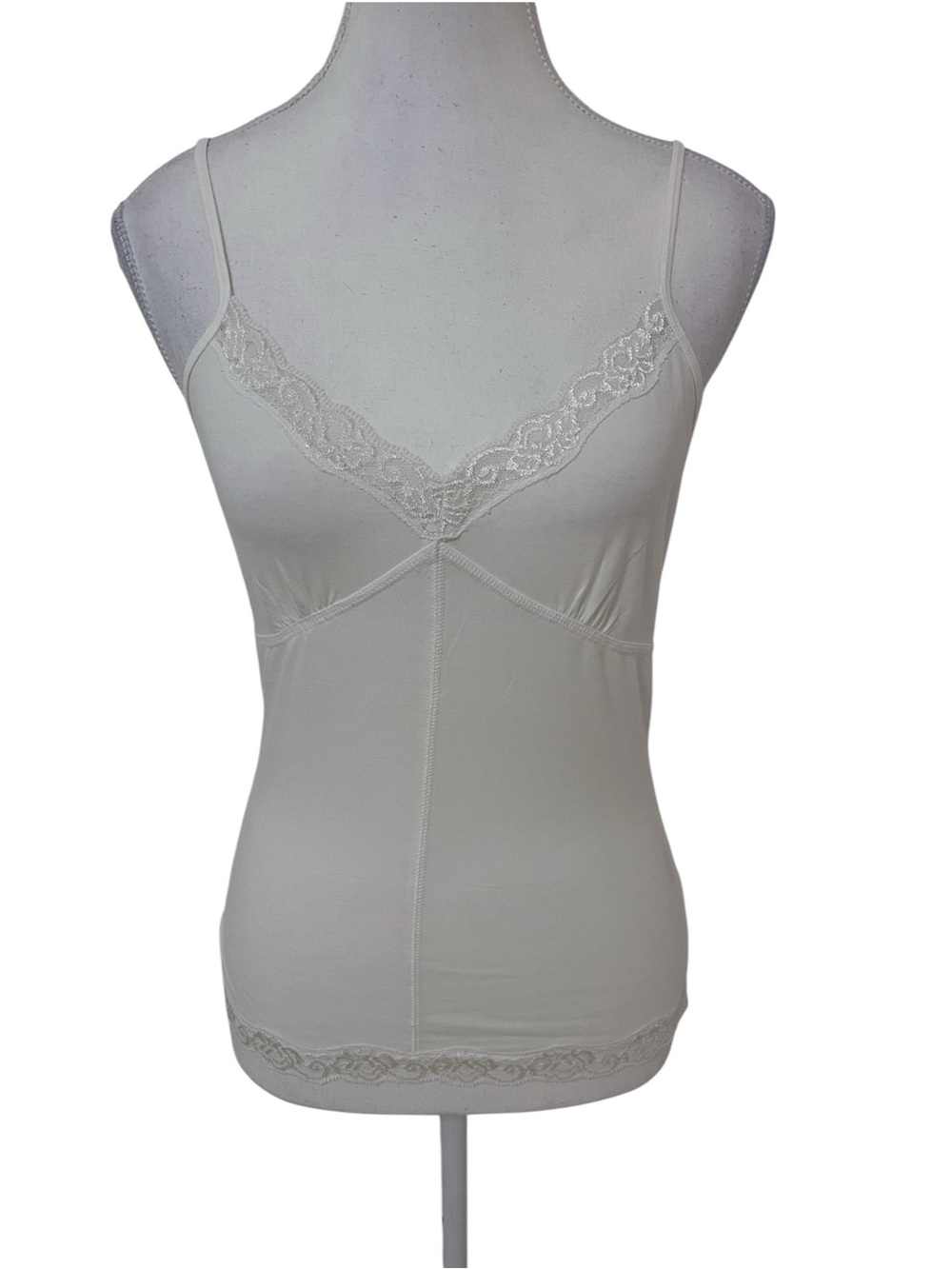 Mexx White Lace-Trim Spaghetti Strap Tank Top Size XS